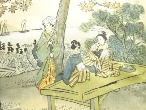 アンティーク　時代人物風景模様男物長襦袢